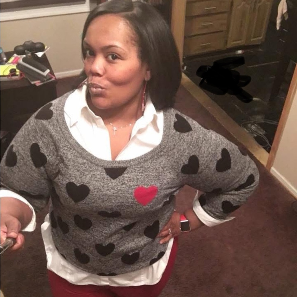Grey sweater with hearts! So cute